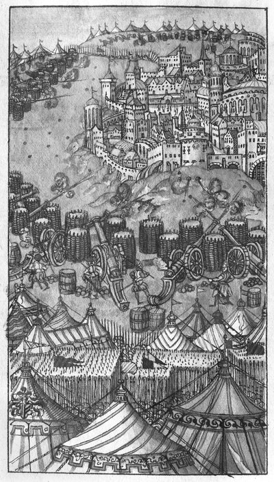 Angriff auf eine befestigte Stadt, Illustration aus 